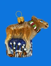 SMALL MOOSE EUROPEAN BLOWN GLASS CHRISTMAS TREE ORNAMENT HOLIDAY DECORATION
