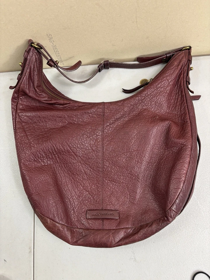 🍀LUCKY BRAND Ebon Slouchy Red Wine or Maroon Color Leather Hobo Bag - Image 2 of 4