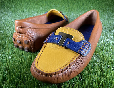   Tory Burch Daria Driving Loafer  Special Edition  Navy /Tan /Yellow | Sz 7 M
