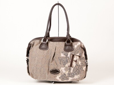 New  Gianfranco Ferre Multicolor Canvas & Leather Handbag