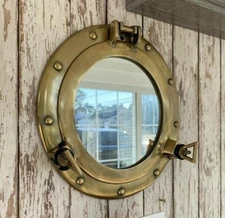 Round Window Mirror Nautical Boat Ship 15"Brass Maritime Porthole Port Gift Item