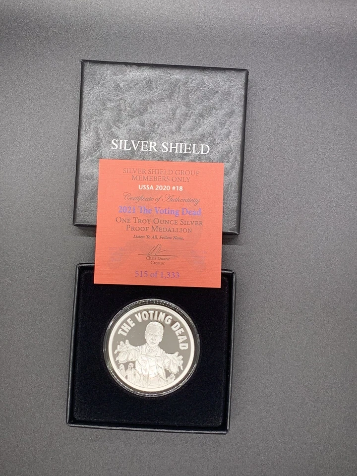 2021 Silver Shield The Voting Dead 1 oz Silver Proof W/COA USSA 2020 #18 Members - Image 3 of 3