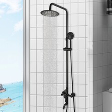 8  Wall Mount Shower Faucet Set Rainfall Hand Shower Tub Filler Mixer Tap