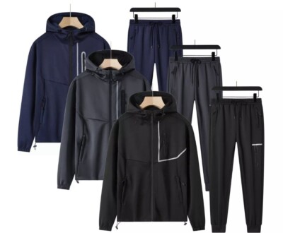 New Mens Tracksuit Set Jacket Hooded Sweatsuits Jogging Men's Top Full Zip  UK