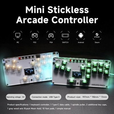 MustFun Hitbox Mini Stickless-Controller geeignet für PC/PS3/PS4/Switch usw.
