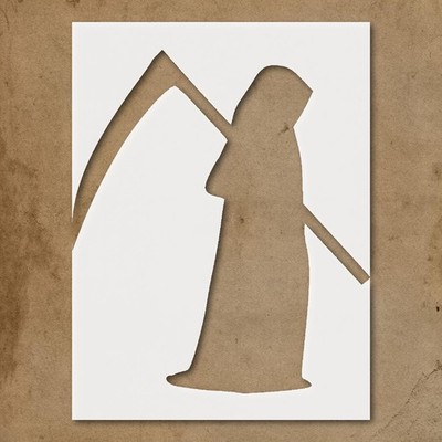Hooded Figure with Scythe Wall Art Reusable Stencil - StencilAir