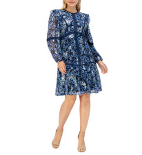 Eliza J Women's Printed Balloon-Sleeve Tiered Mini Dress MSRP $158.00