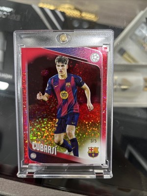 Pau Cubarsi Red Parallel 3/5 2025-26 Topps UEFA FC Barcelona