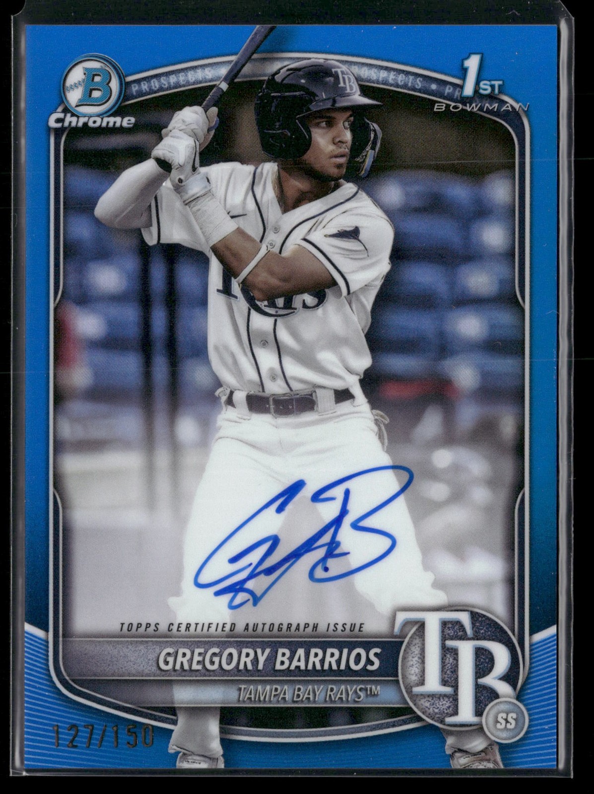 Gregory Barrios 2025 Bowman #CPA-GB Chrome 1st Prospect Auto Blue Refractor /150