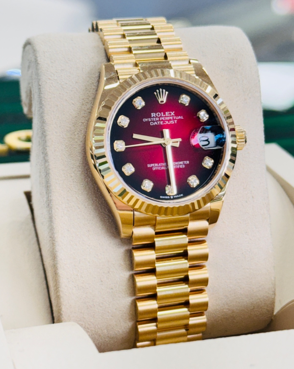 Rolex Datejust 31 278278-0049 Yellow Gold FACTORY Red Ombre