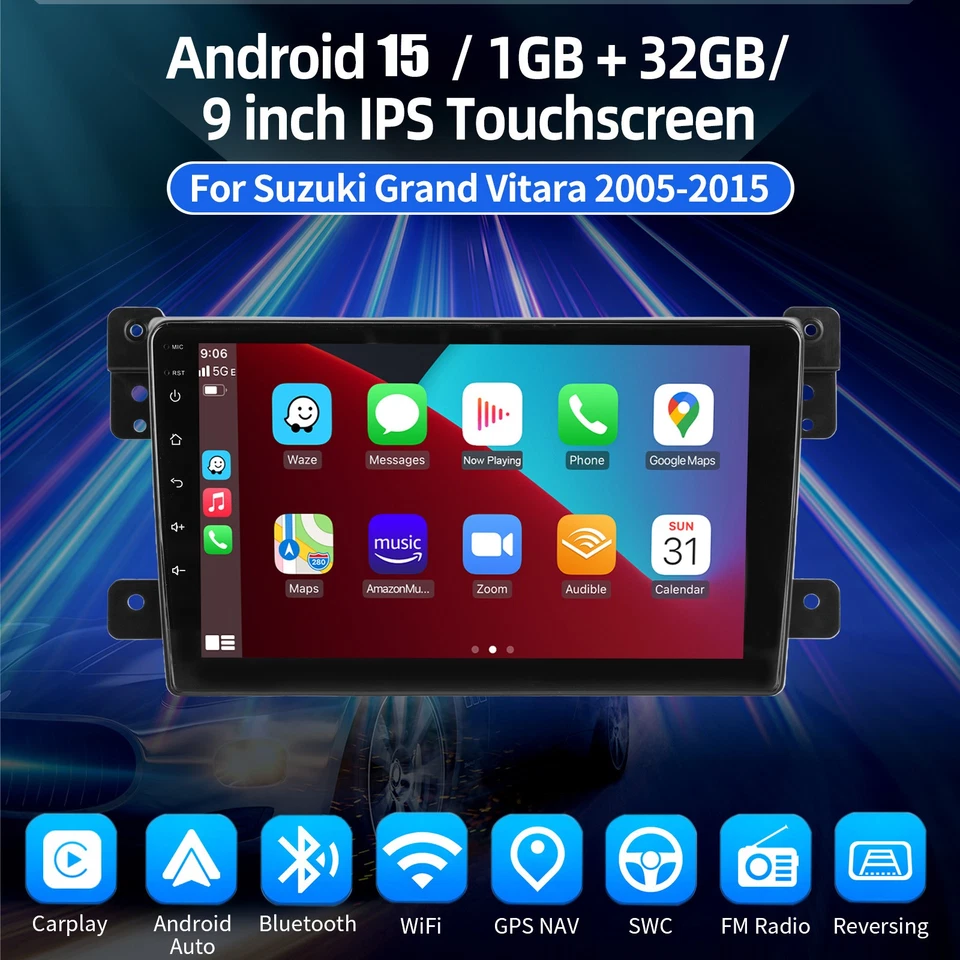 DVR&AHD Android 15 Car Stereo Radio BT Carplay For 2005-2015 Suzuki Grand Vitara - Image 2 of 4