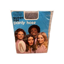 Vintage Queen Size Pantyhose Gray 160-200Lb 100 Nylon