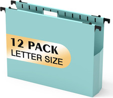 Extra Capacity Plastic Hanging File Folders, 12 Pack Reinforced Hang Folder, Hea