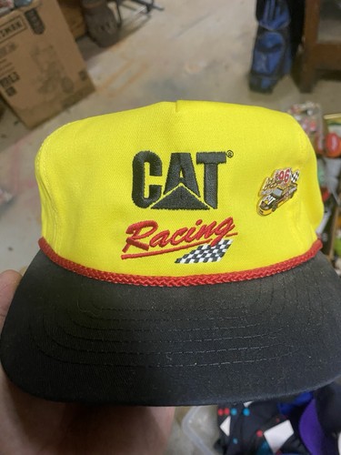 Vintage Yellow CAT Racing Rope Snapback Hat With Pin NASCAR | eBay