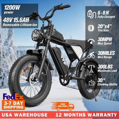 #ad YVY 1200W Electric Bike for Adults 48V 15.6AH 30MPH 20quot; Ebike w Free Shipping $599.00