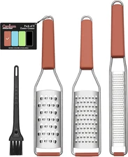 Lemon Zester Grater 3-Piece-Heavy Duty Kitchen Tool, Cheese Ginger Garlic Nutmeg