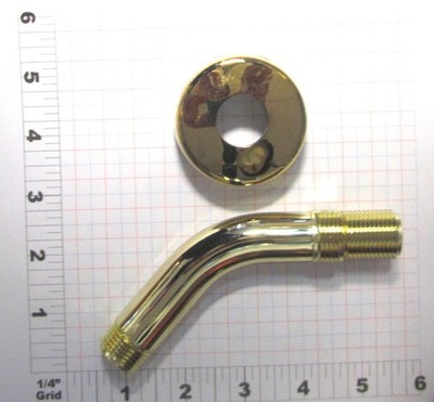 polished Brass Plated ABS Shower Arm and Flange 1/2 Inch Long Thread  Phoenix