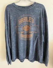 Harley Davidson Long Sleeve T Shirt "QUAID Loma Linda, CA" Men's Sz 3XL Gray