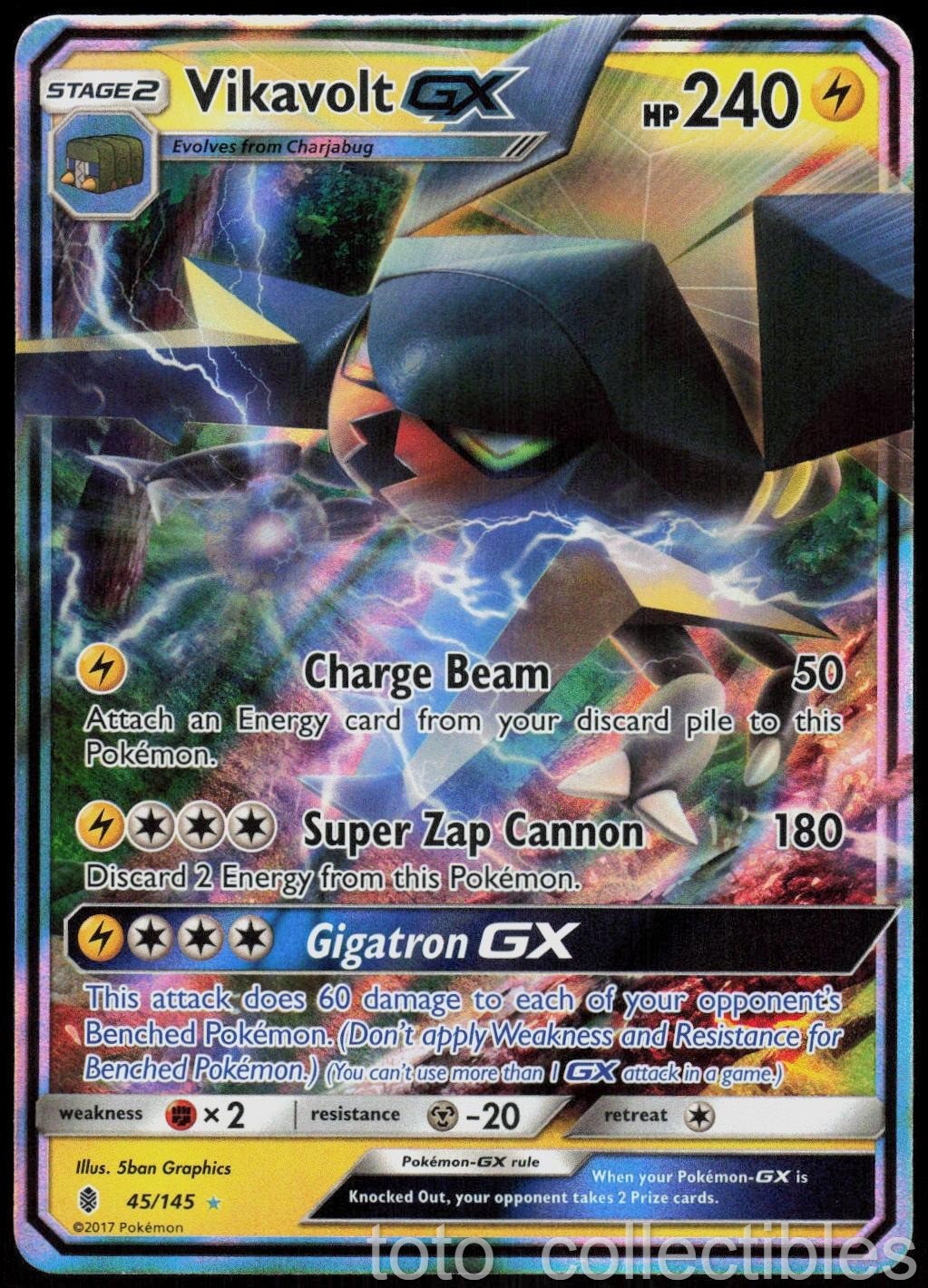 Vikavolt GX 45/145 Holo Ultra Rare Guardians Rising Pokemon Lightly Played