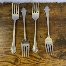 ONEIDA Stainless BANCROFT Set Of 4 SALAD FORKS 6 3/4" Glossy Flatware USA