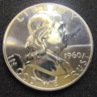1960 Proof Franklin Half Dollar - Philadelphia - 90% Silver - Light Toning - BU