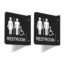 Faittoo Restroom Sign, Bathroom Signs, 2 Pack 6 x 6 Inches Acrylic Sign, fo...