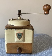 VINTAGE FRENCH KITCHENALIA PEUGEOT FRERES WOOD & TINPLATE COFFEE GRINDER 1940’s
