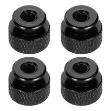 4pcs Knurled Thumb Nut, M4 12mm OD 10mm Height Aluminium Alloy Bright Black