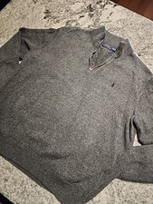 POLO Ralph Lauren Estate Rib 1/4 Zip Sweater Charcoal Cotton Mens XLT Tall A88