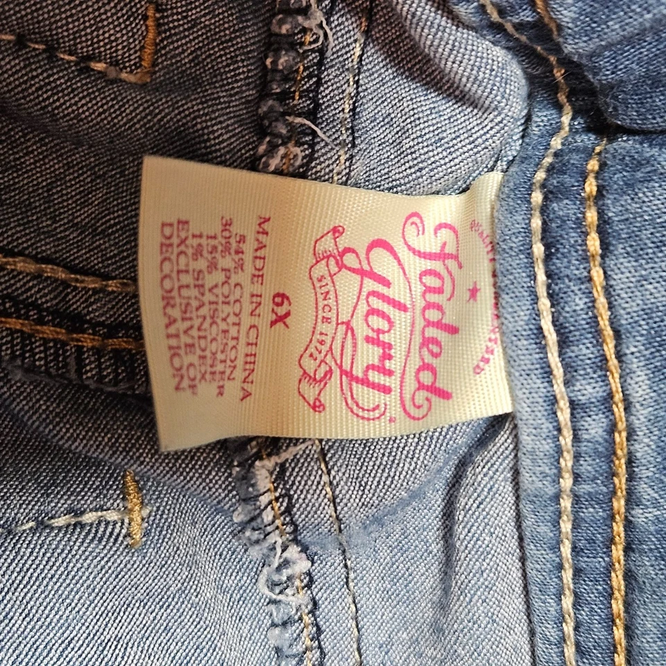 Girls Faded Glory embroidered bootcut flare casual strait leg jeans 6X - Image 4 of 4