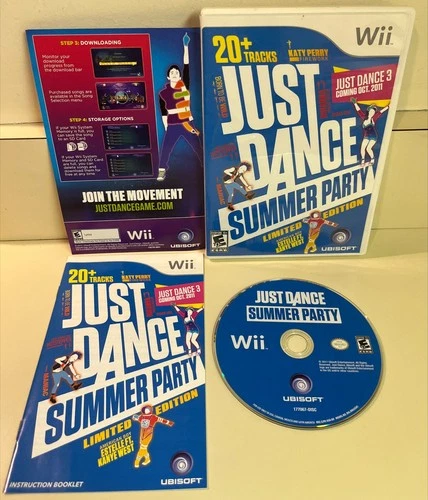 Just Dance Summer Party Limited Edition Wii Video Game + Manual, 20+ Tracks