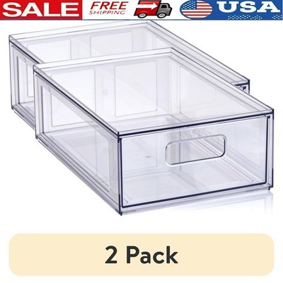 Stackable Clear Drawer Organizer Portable Pull-out Storage Shoes Accessories New