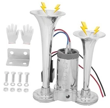 600dB Super Loud Train Horn Kit for 24V Trucks & Boats - Dual Trumpet Electric 