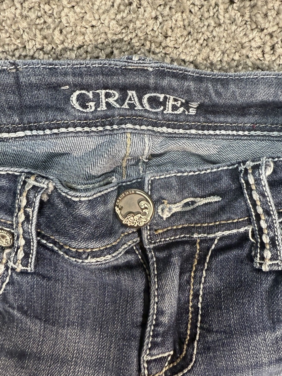 Grace In La Women's Bootcut Flair Leg Jeans Size 27 Medium Wash Stretch View 4