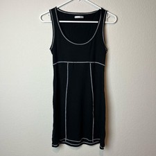 Reformation Jeans Dress Womens Small Black Ribbed Tank Mini Contrast Stitch mgd