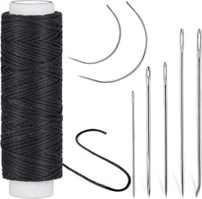 Ftyiwu Waxed Thread, Upholstery Needle and Thread 32 32Yard, Original Black