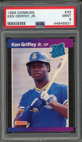 1989 Ken Griffey Jr Donruss #33 *DENOTES* RC Rookie PSA 9