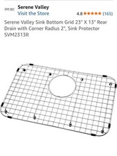Serene Valley Sink Bottom Grid 23" X 13" Rear Drain - Corner Radius 2" SVM2313R