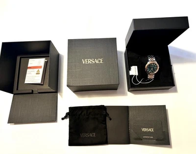 Versace V-Urban Two-Tone Grün Diamanten UNGETRAGEN NEU OVP 42mm - Bild 1 von 4