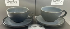 2 Denby  Blue Jetty Cups and Saucers