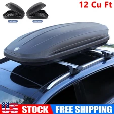 Roof Box 12 Cubic Ft. Rooftop Cargo Carrier Roof Mount Dual-Side Opening ABS 1Pc