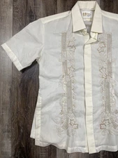 Vintage 70s Barong Tagalog Button Up Size Large Faxton Original Philippines