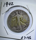 1942 50C Liberty Walking SILVER Half Dollar circulated TAPE (27-46)