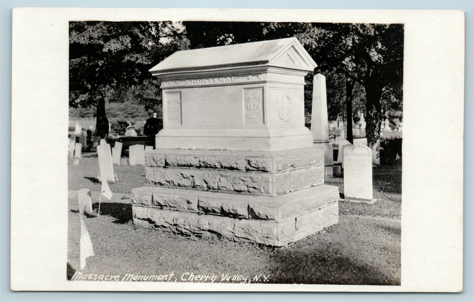 Postcard NY Cherry Valley New York Massacre Monument Real Photo RPPC