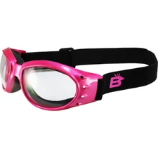 Birdz Eyewear Eagle Womens Padded Motorcycle Goggles Pink Frame Clear Lens