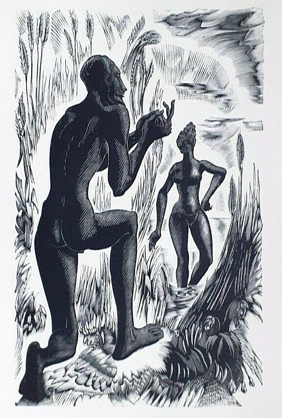 NUDE ADAM EVE Blair Hughes-Stanton Vintage Art Print C1933 Artwork Nudes