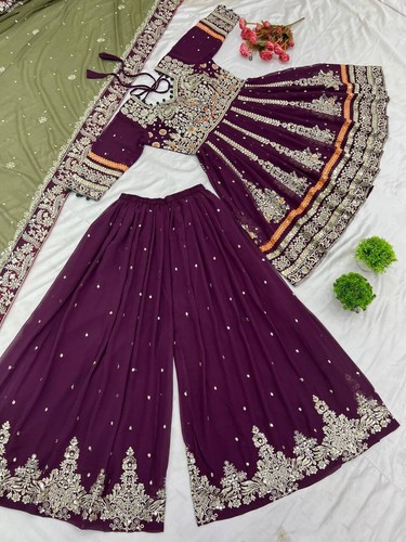 INDIO PAKISTANÍ SALWAR KAMEEZ BODA FIESTA ROPA VESTIDO BOLLYWOOD TRAJE SHARARA - Imagen 4 de 10