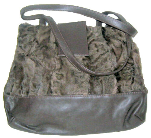 Bolso de hombro cuadrado R&Y Augousti Paris en astracán, piel marrón Foto 2 de 4