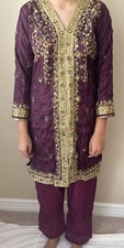 Dark Purple Pakistani Indian Dress Outfit Beautiful Formal Party