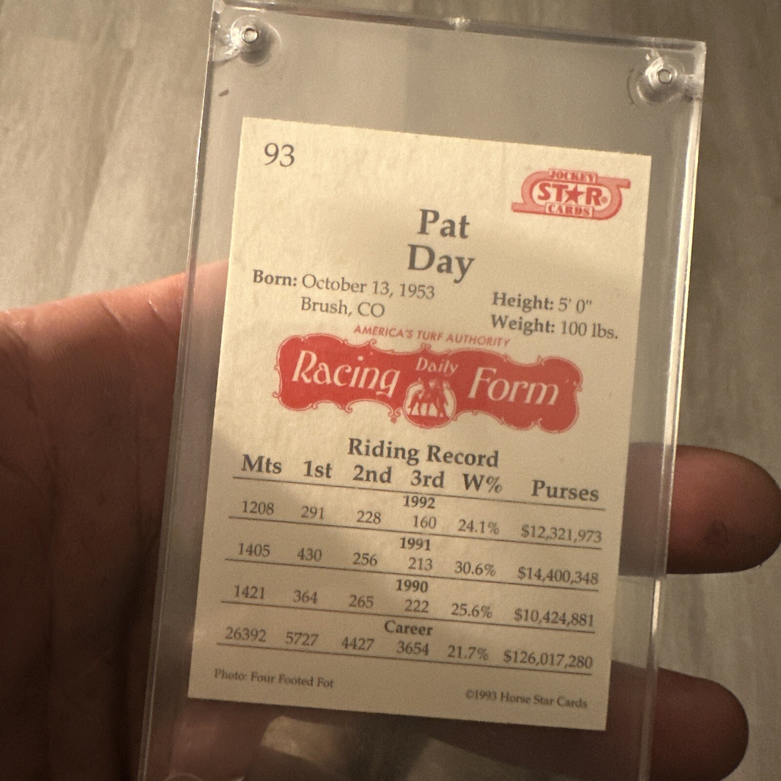 1993 Horse Star Jockey Star Cards 93 Pat Day for sale online eBay